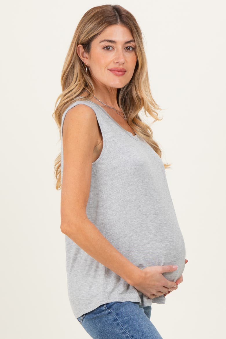 Gray Double Layer Nursing Tank Top, Alternate, color, Heather Grey