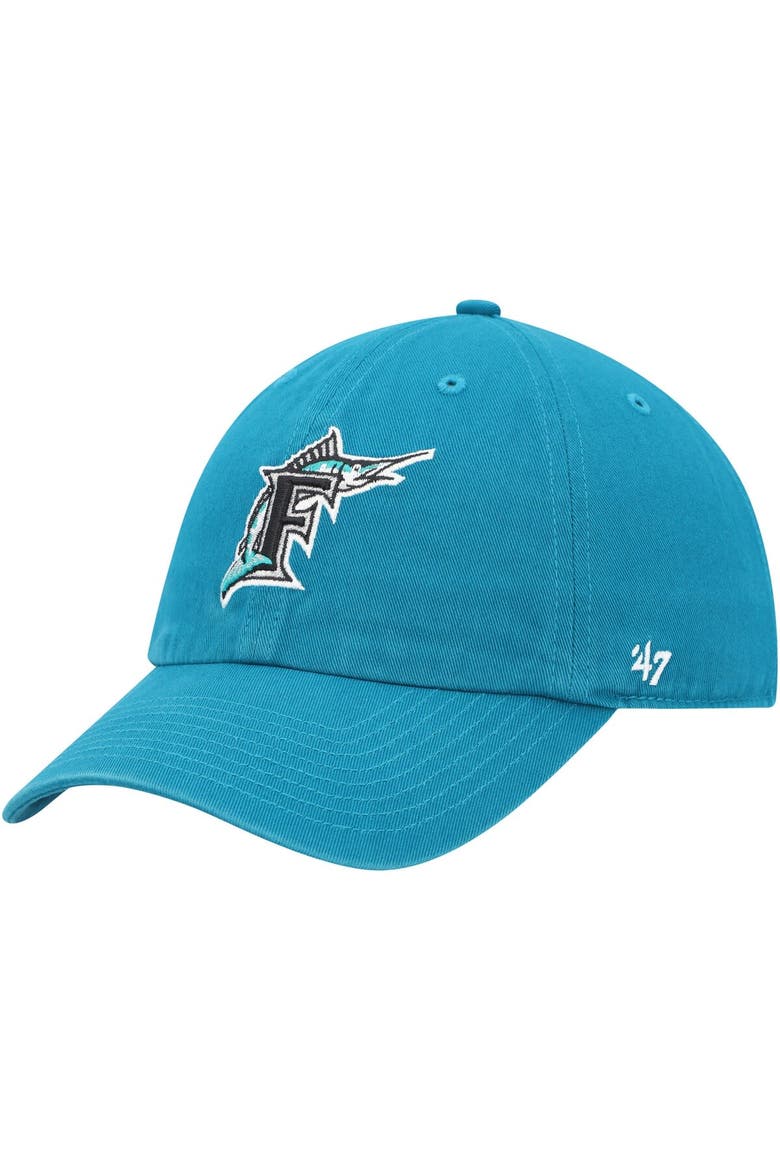 Men's '47 Teal Florida Marlins Cooperstown Collection Clean Up Adjustable Hat, Main, color, Teal