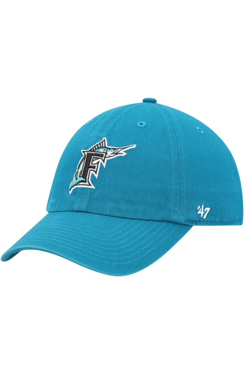 '47 Men's '47 Teal Florida Marlins Cooperstown Collection Clean Up Adjustable Hat, Main, color, Teal