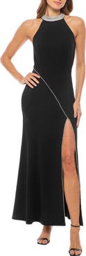 Oleg Cassini Rhinestone Trim Sleeveless A-Line Gown