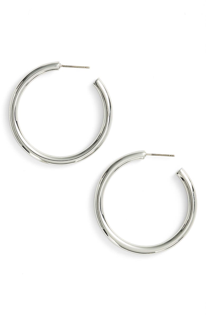 Halogen<sup>®</sup> Medium Sleek Tube Hoop Earrings, Main, color, 