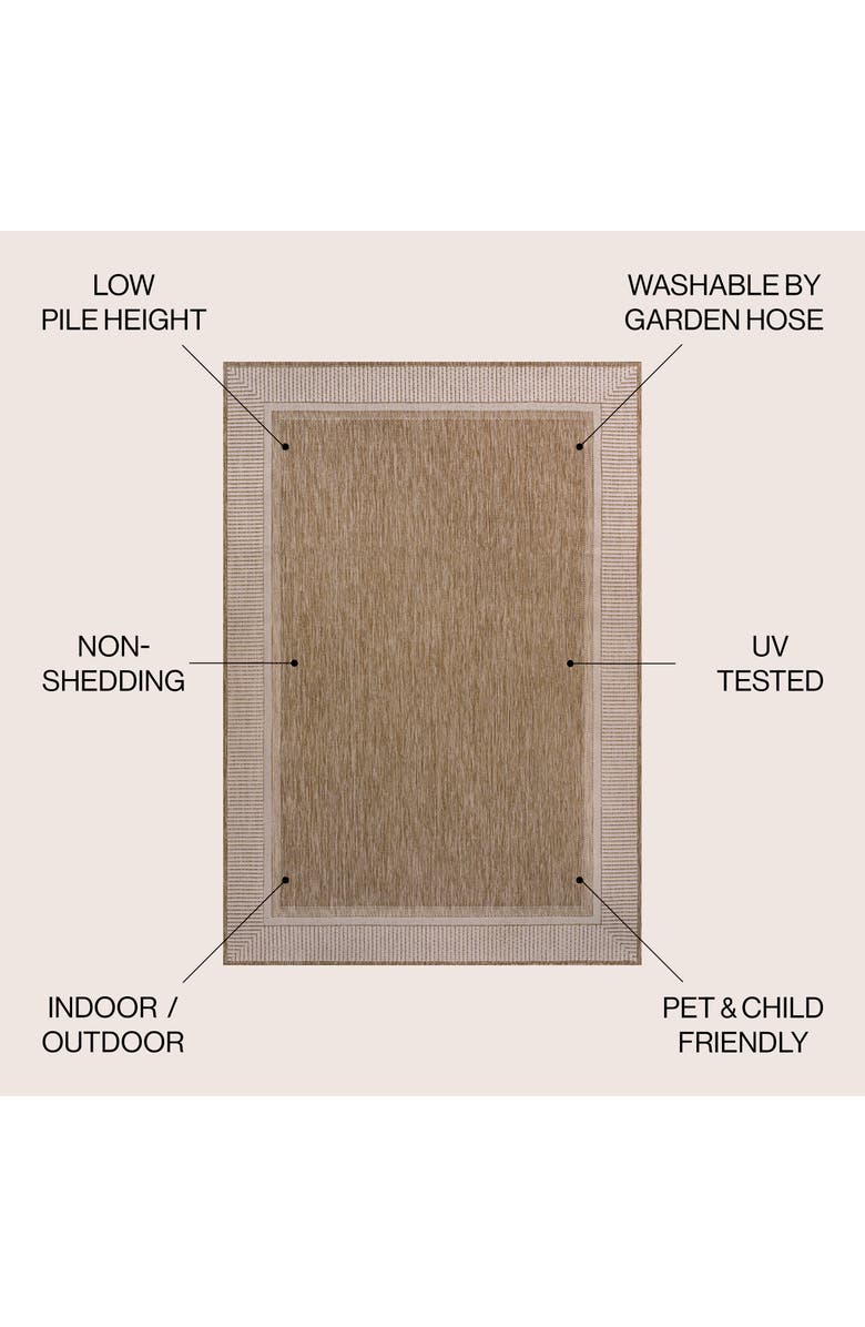 JONATHAN Y Hali Coastal Casual Wide Stripe Border Indoor/Outdoor Area Rug, Alternate, color, Beige/Cream