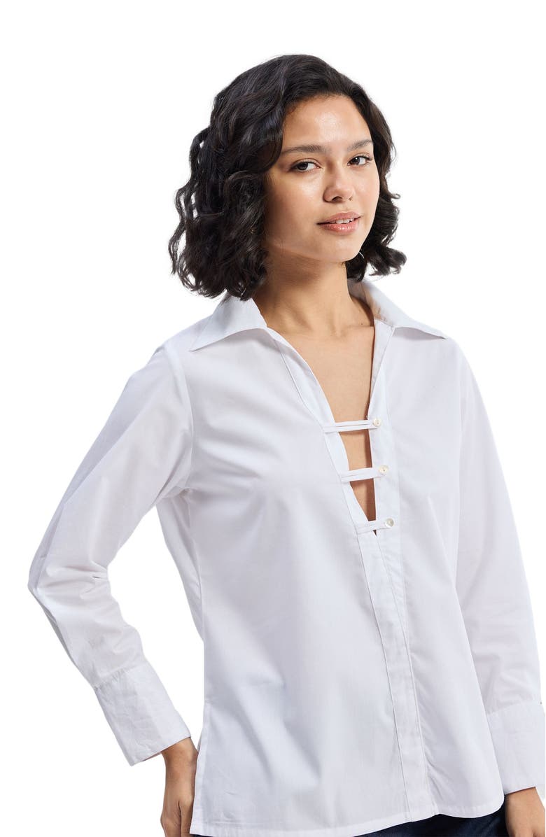 Reistor Crisp Details Button-down Shirt in White, Alternate, color, White