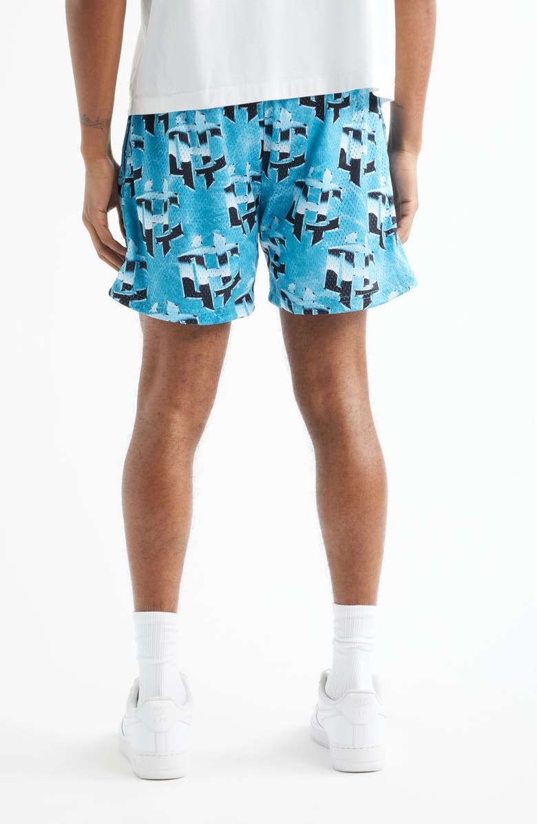 OVERTIME Cold Hearts Badge Mesh Shorts, Alternate, color, Blue