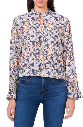 Shop Cece Tie High Neck Long Sleeve Top