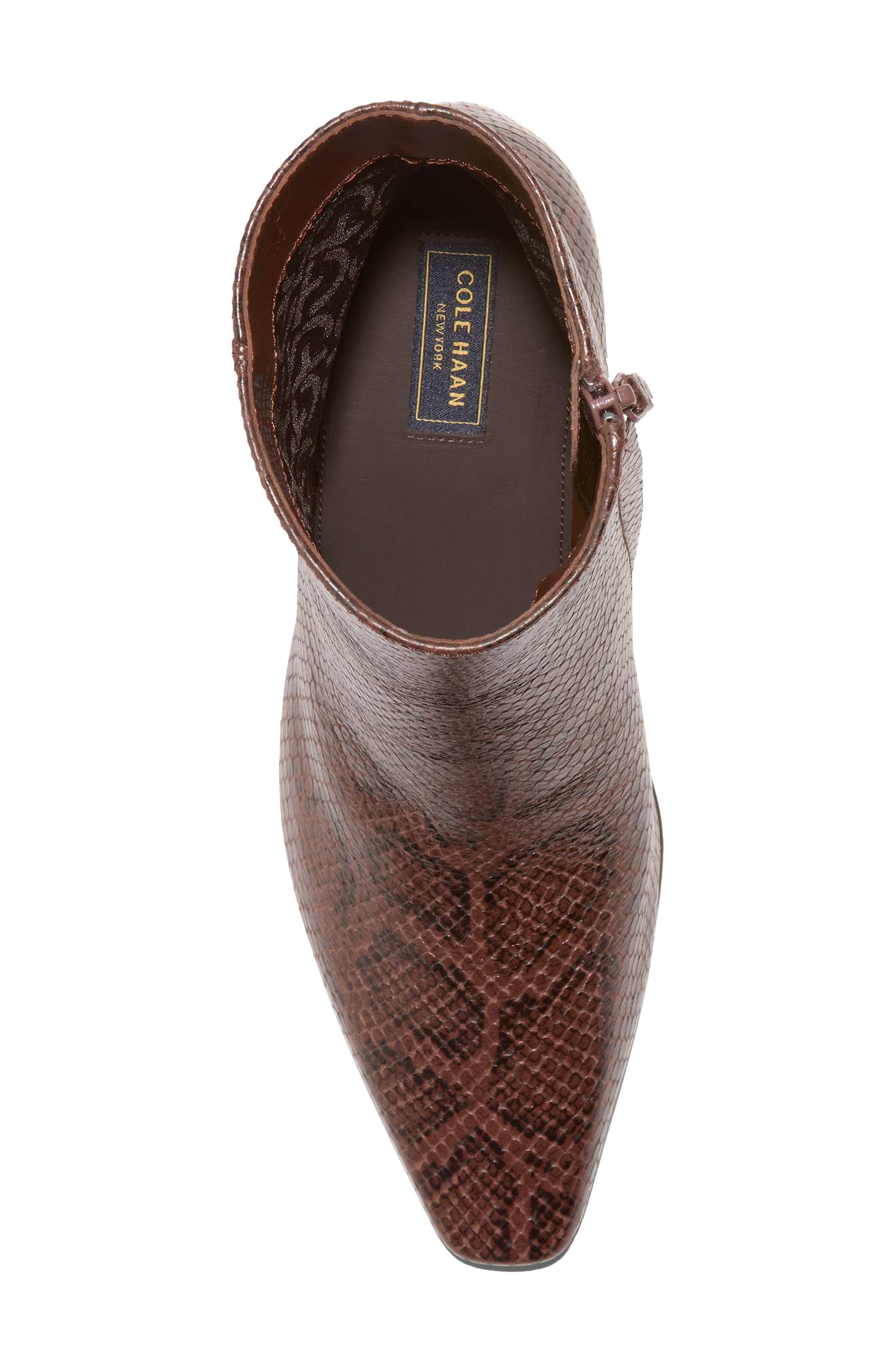 Blanche Leather Snip Toe Bootie, Alternate, color, HICKORY GLOSSY SNAKE PRINT