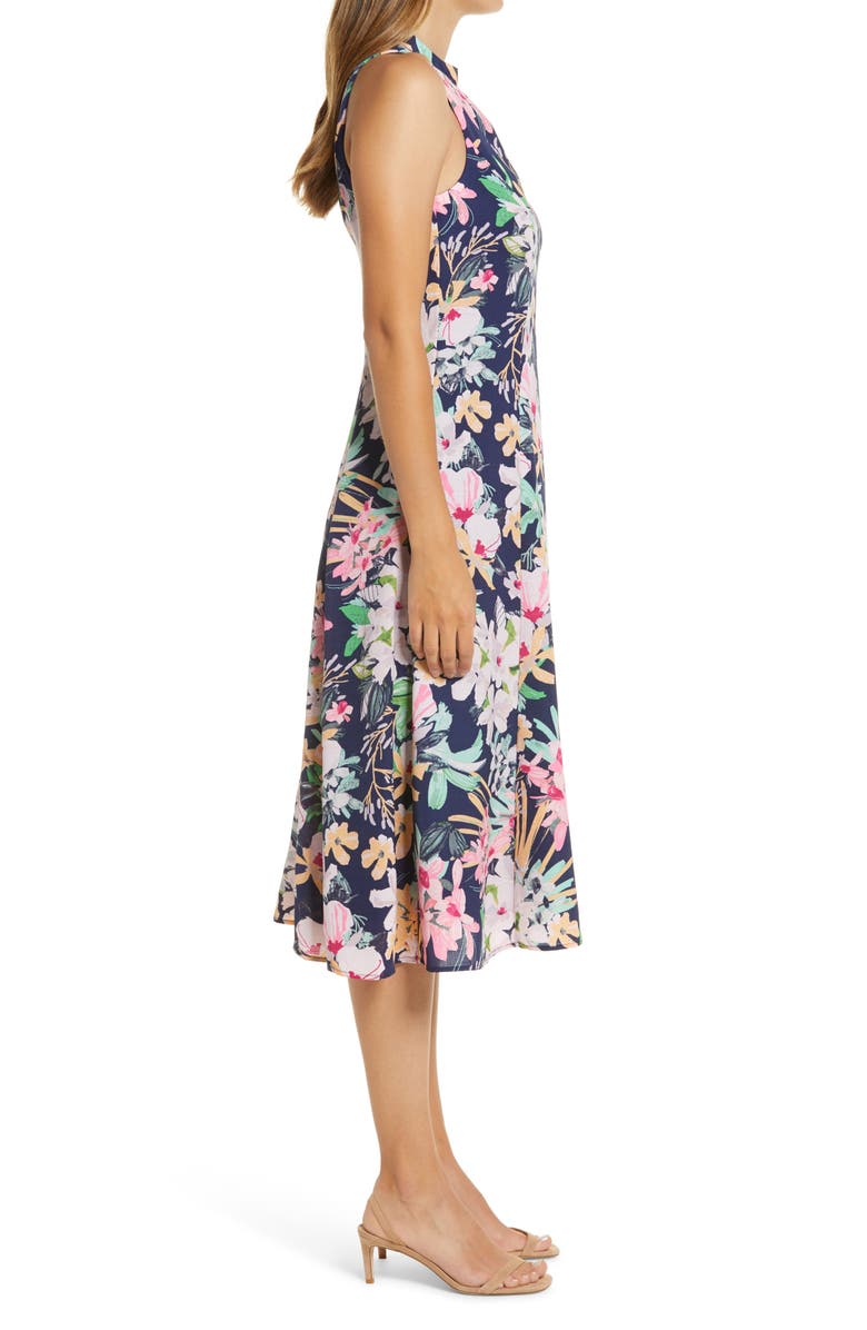 Donna Ricco Floral Midi Dress, Alternate, color, 