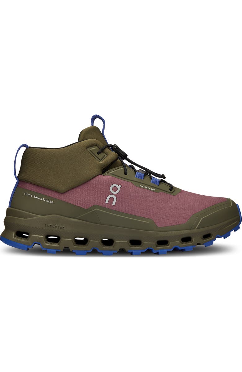 On Kids' Cloudhero Mid Waterproof Sneaker, Alternate, color, Cherry/Olive