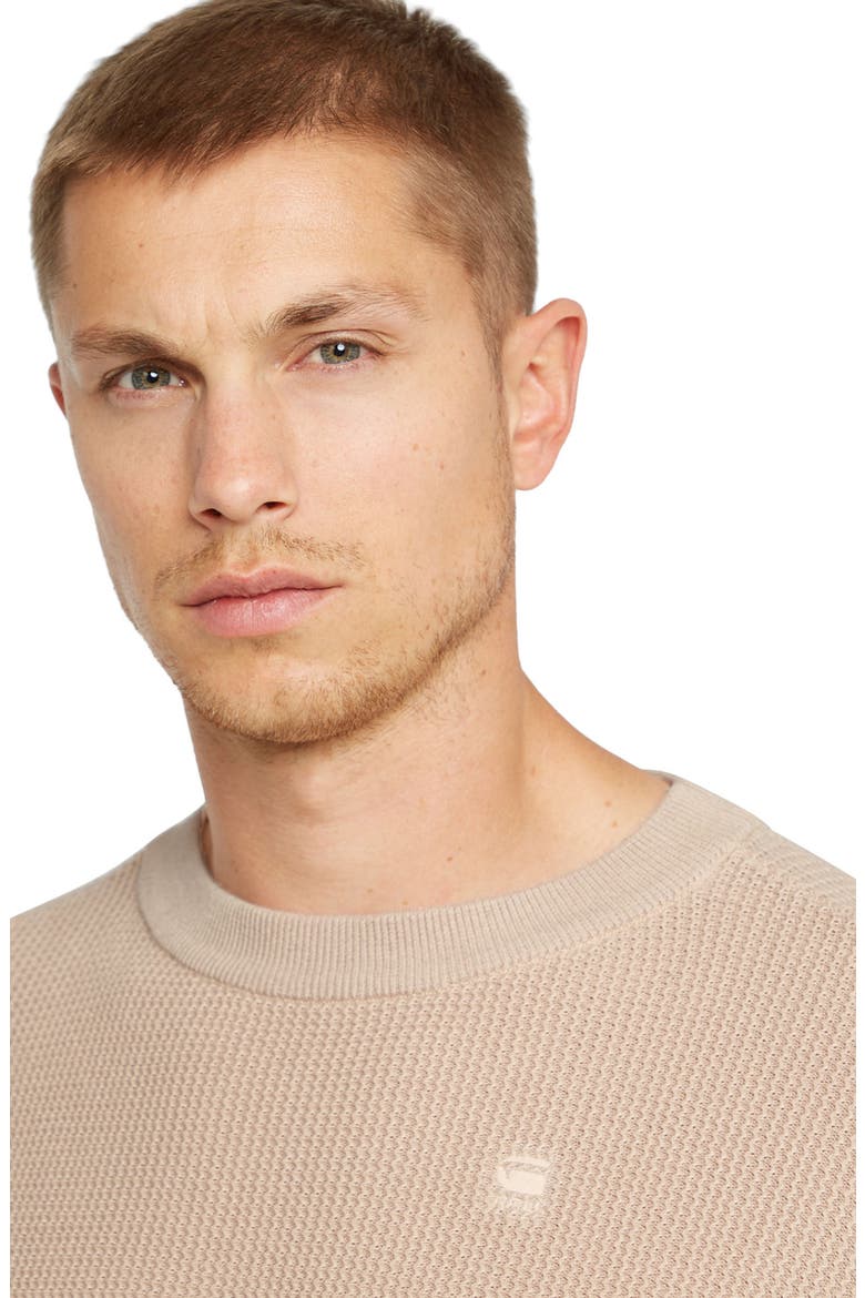 Serrated Organic Cotton Crewneck Sweater, Alternate, color, LINEN