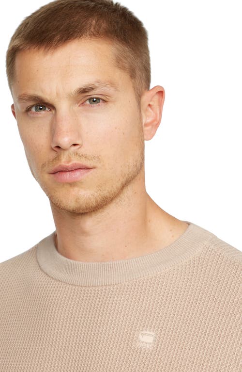 G-star Serrated Organic Cotton Crewneck Sweater In Linen