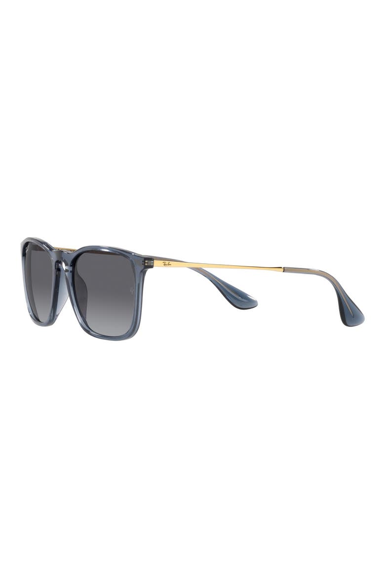 54mm Gradient Polarized Rectangular Sunglasses, Alternate, color, ROSE GOLD BLACK