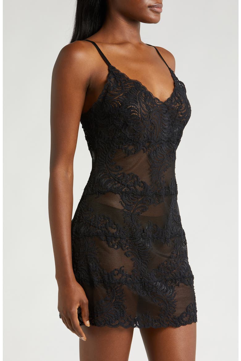 Amara Lace Chemise, Alternate, color, BLACK