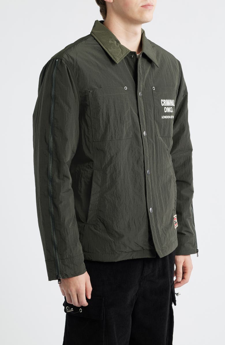 CRIMINAL DAMAGE Padded Nylon Shirt, Alternate, color, Khaki