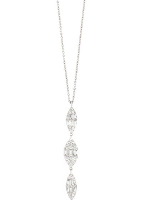 Mika Three Marquise Diamond Cluster Pendant Necklace (Nordstrom Exclusive)