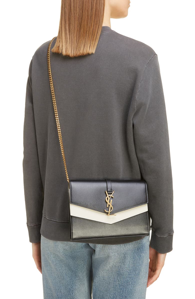 Saint Laurent Sulpice Colorblock Leather Shoulder Wallet, Alternate, color, 