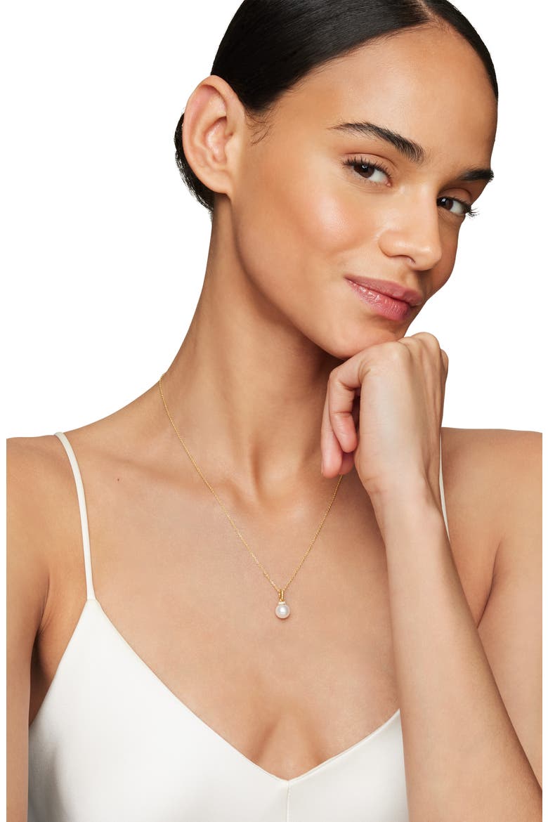 Solari Pendant Necklace with Pearls and Diamonds in 18K Gold, Alternate, color, PEARL