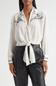 Cinq à Sept Marianna Embellished Tie Front Shirt