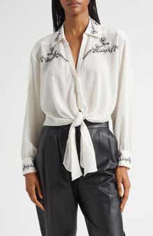 Cinq à Sept Marianna Embellished Tie Front Shirt
