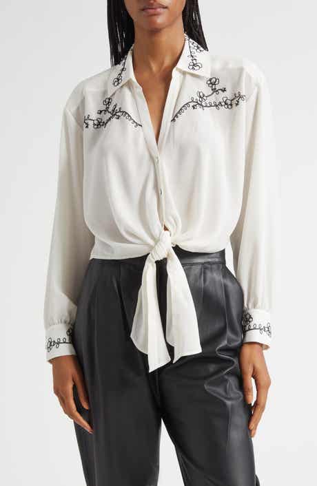 Cinq à Sept Marianna Embellished Tie Front Shirt