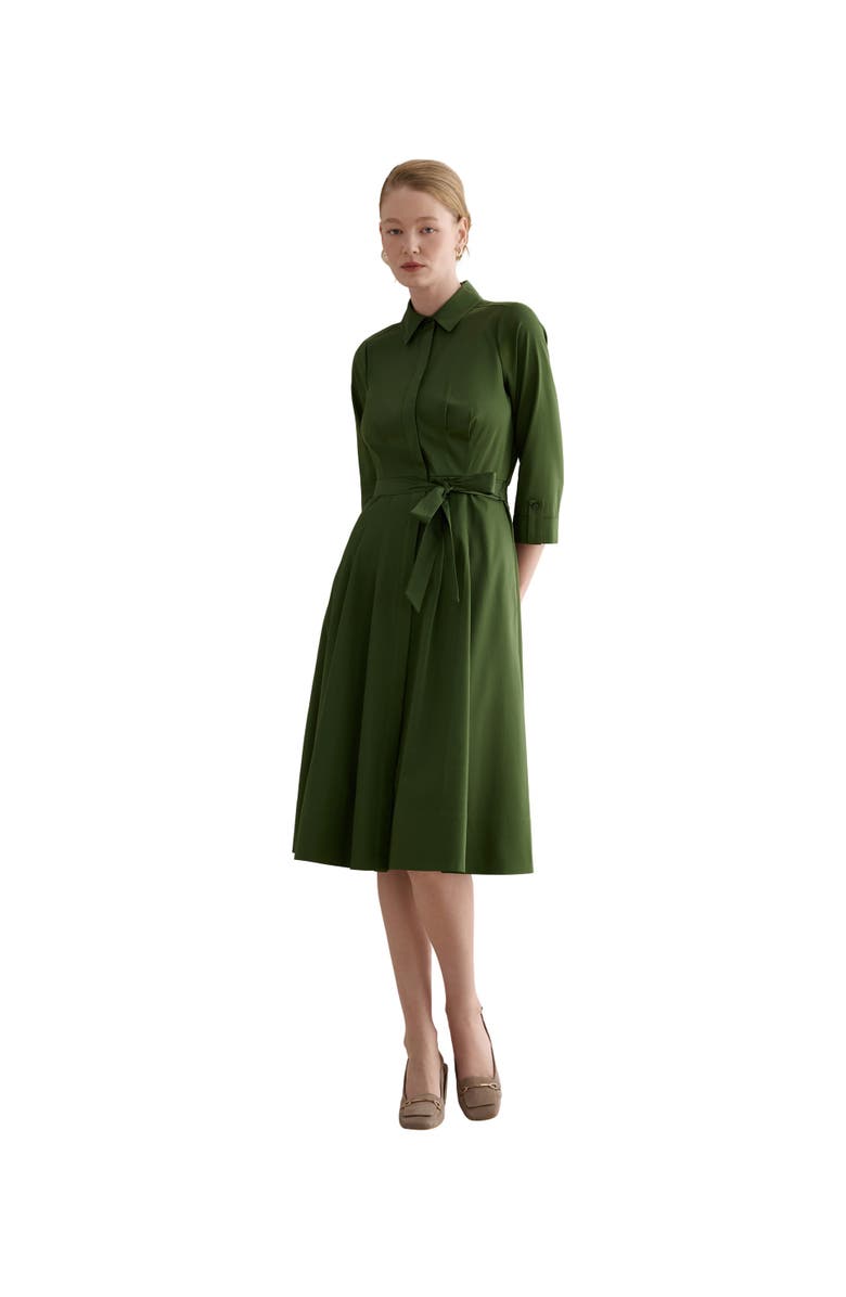 HOBBS LONDON Brigitta Midi Dress, Main, color, Pine Green