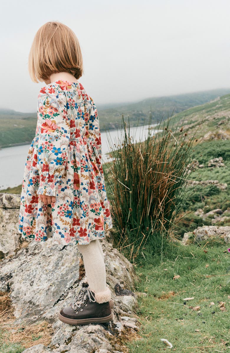 Mini Boden Kids' Madeline Floral Print Dress, Alternate, color, Ecru Small Tapestry Floral