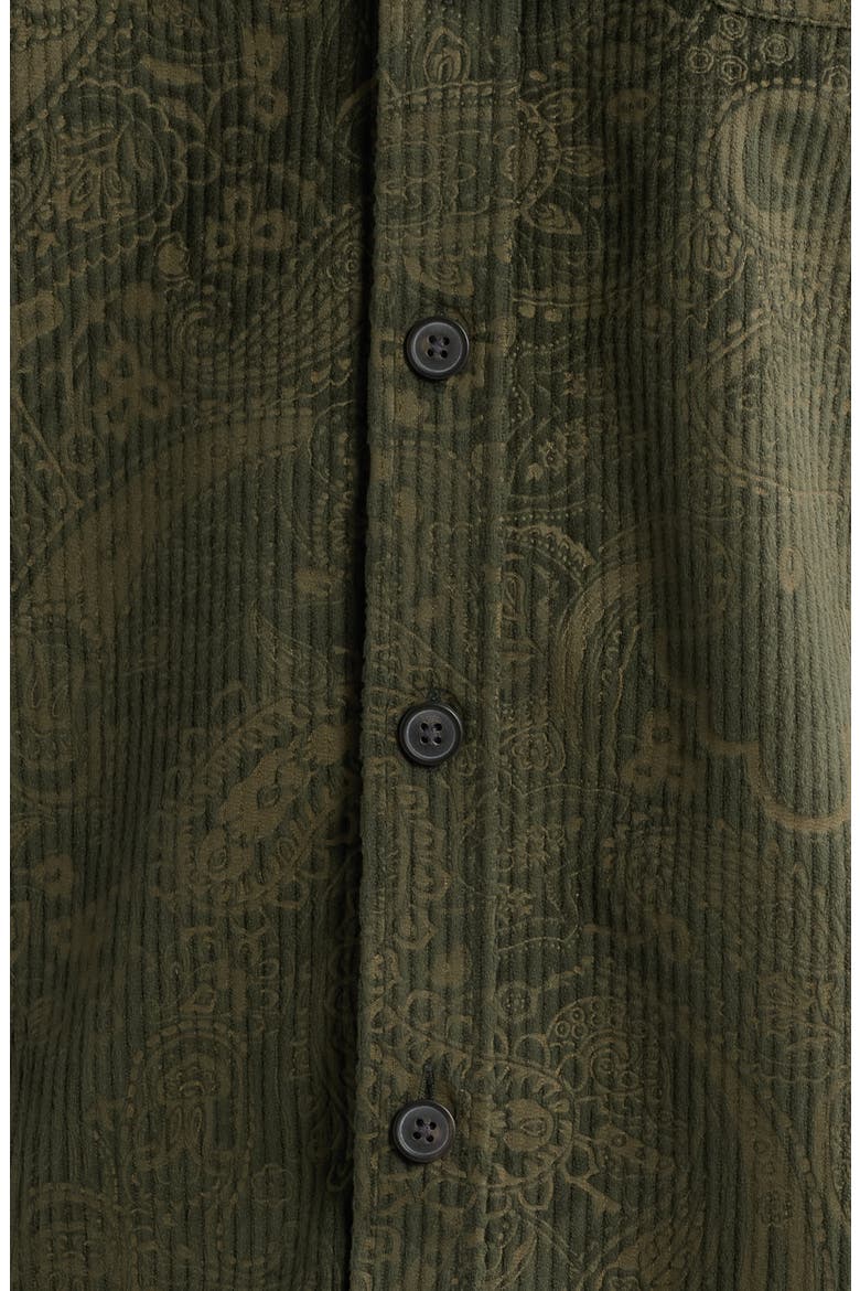 Cutler Paisley Stretch Cotton Corduroy Button-Up Shirt, Alternate, color, OLIVE PAISLEY