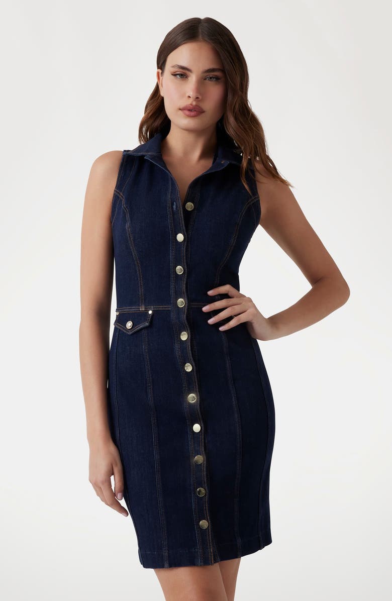 GUESS Destiny Denim Shirtdress, Alternate, color, Denim Blue