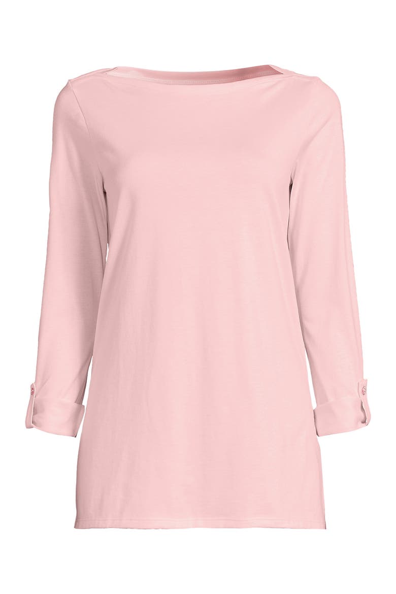 Supima Cotton Adjustable 3/4 Sleeve Boatneck Tunic, Alternate, color, Sea Salt Pink