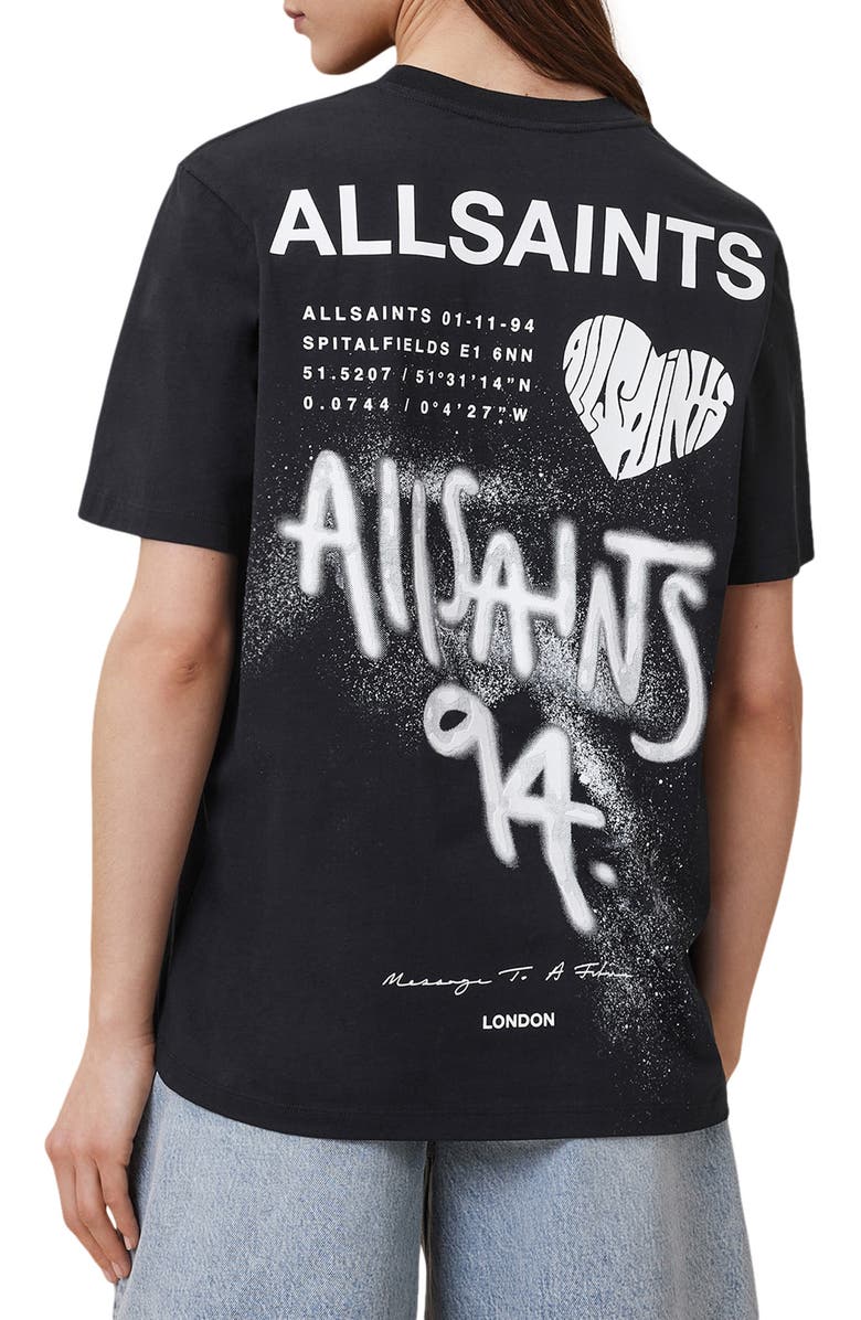 AllSaints Poster Boyfriend Cotton Graphic T-Shirt, Alternate, color, Black