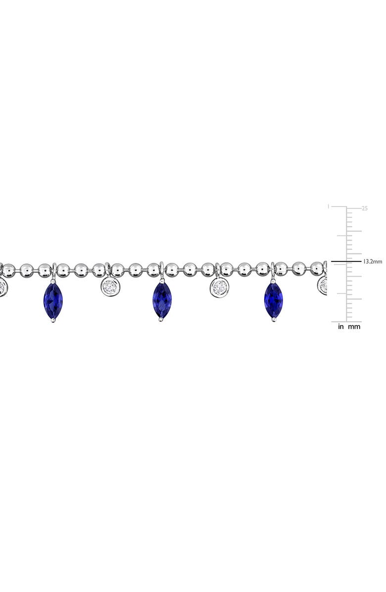 DELMAR Lab Created Sapphire & Lab Created White Sapphire Necklace, Alternate, color, Blue