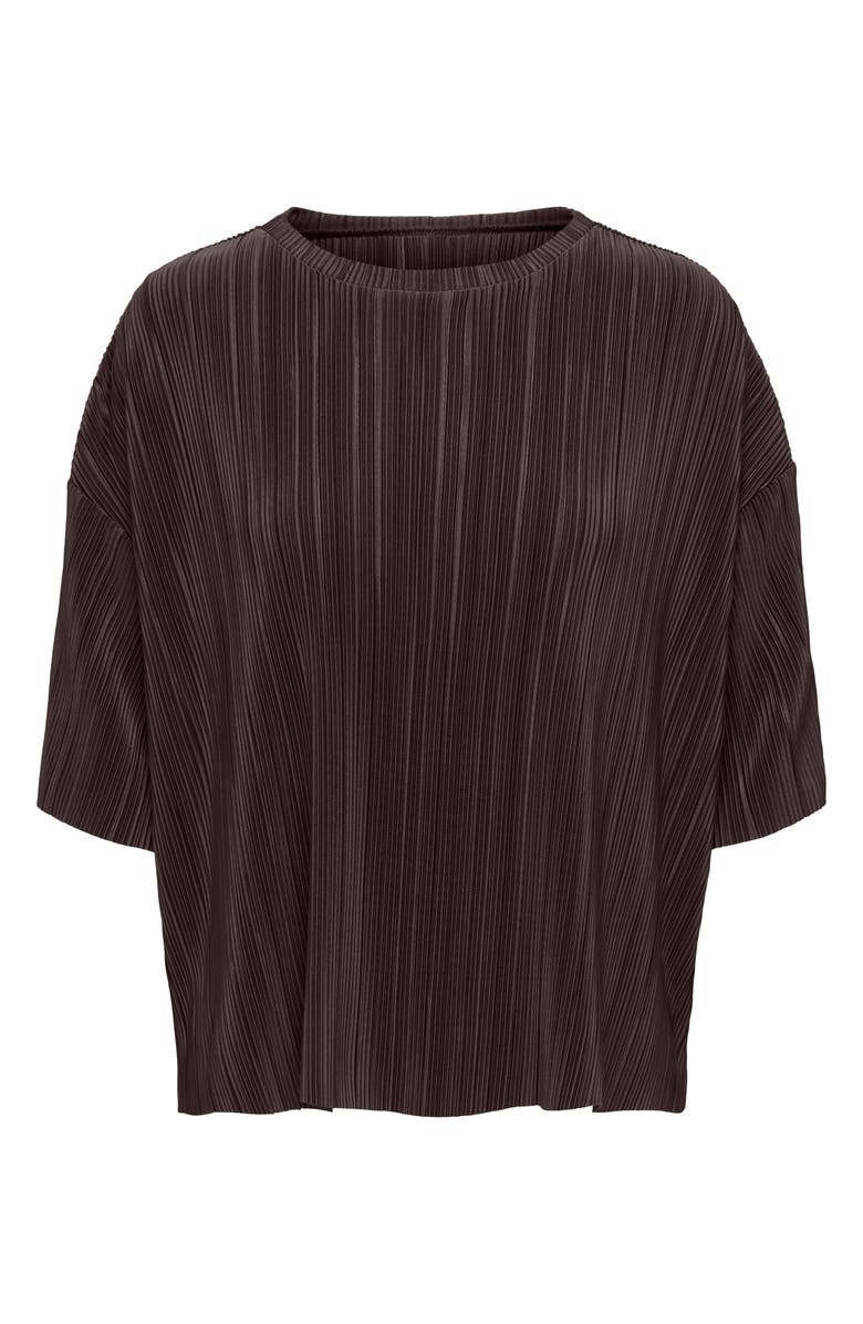 Only Ravenna Short Sleeve Plissé Top, Main, color, Chocolate Torte