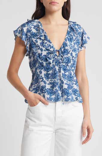 Rails Carmine Floral Flutter Sleeve Top