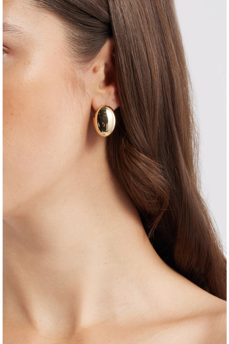 Polished Puffy Huggie Hoop Earrings, Alternate, color, GOLD