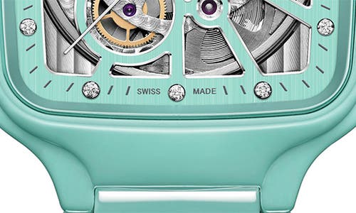 Rado True Square Diamond Automatic Open Heart Bracelet Watch, 38mm In Blue