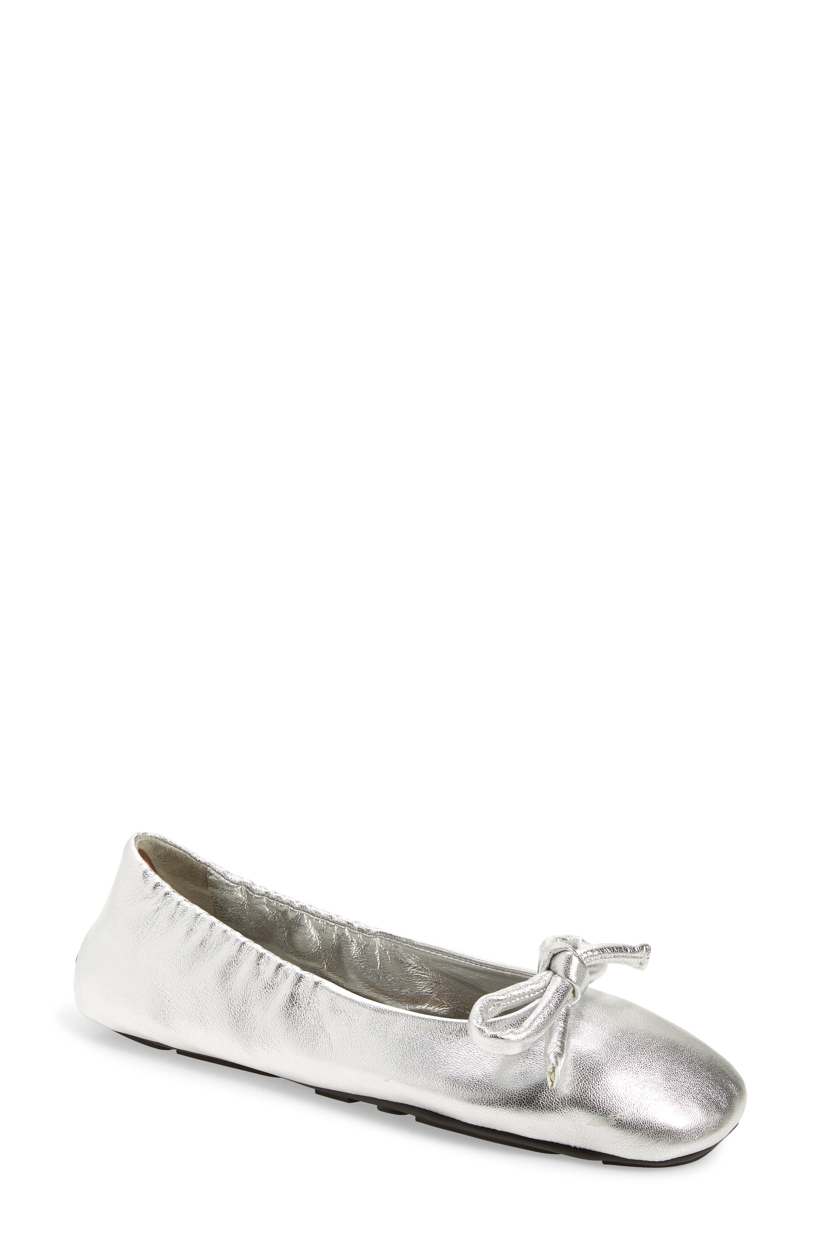 Prada Metallic Ballet Flat, Main, color, 