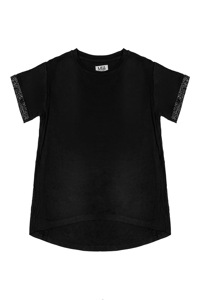 Kids' Sparkle Sleeve T-Shirt, Main, color, BLACK