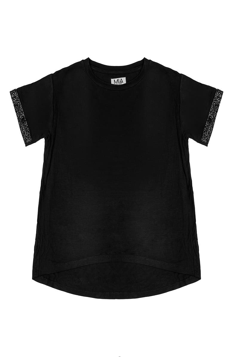 MIA New York Kids' Sparkle Sleeve T-Shirt, Main, color, Black