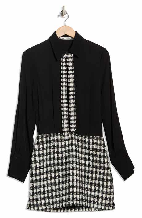 Alice + Olivia Mattie Long Sleeve Mixed Media Minidress