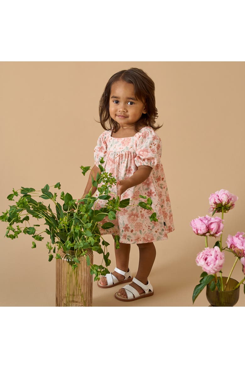 Puffed Sleeve Dress and Diaper Cover Set, Alternate, color, Rose Watercolor Floral