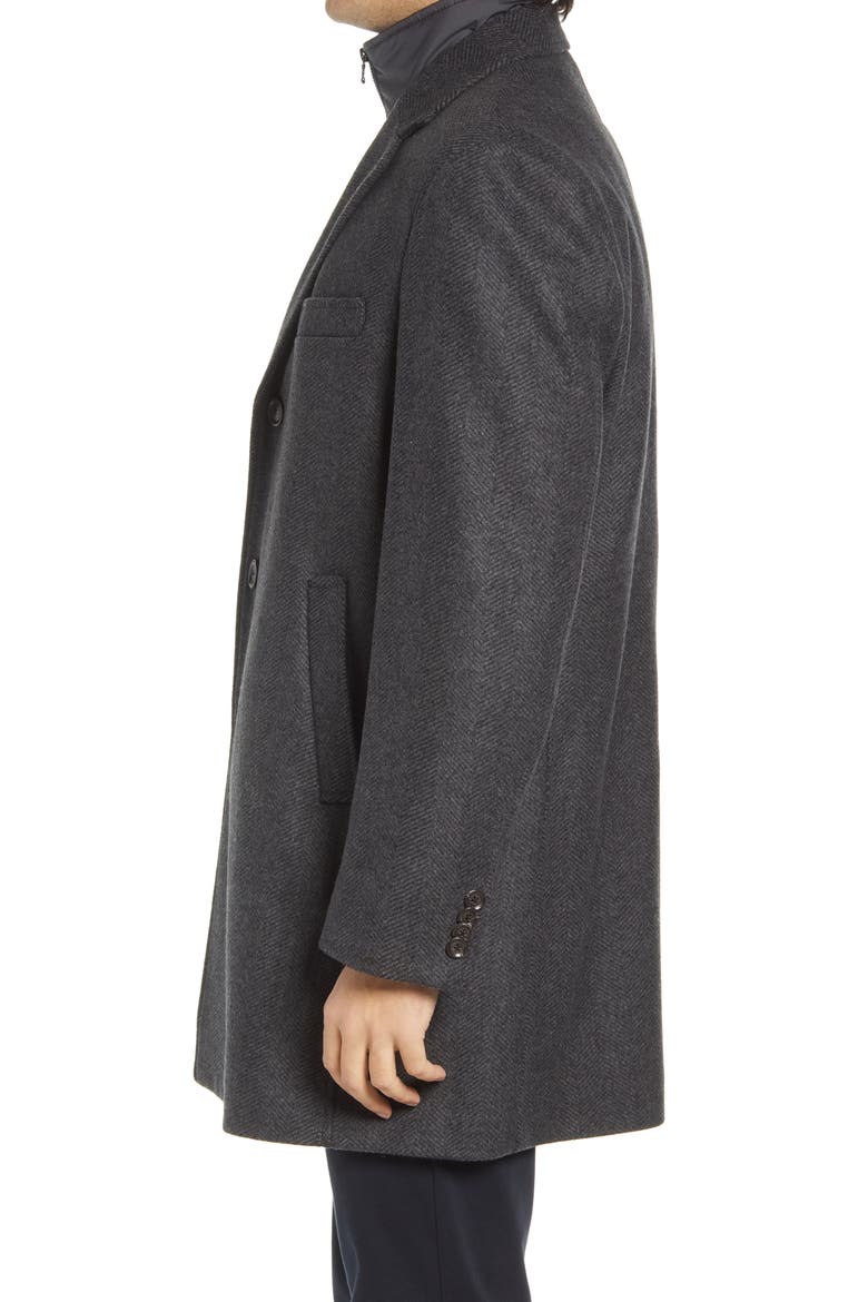 Men's Delman Wool & Cashmere Coat with Removable Bib, Alternate, color, CHARCOAL