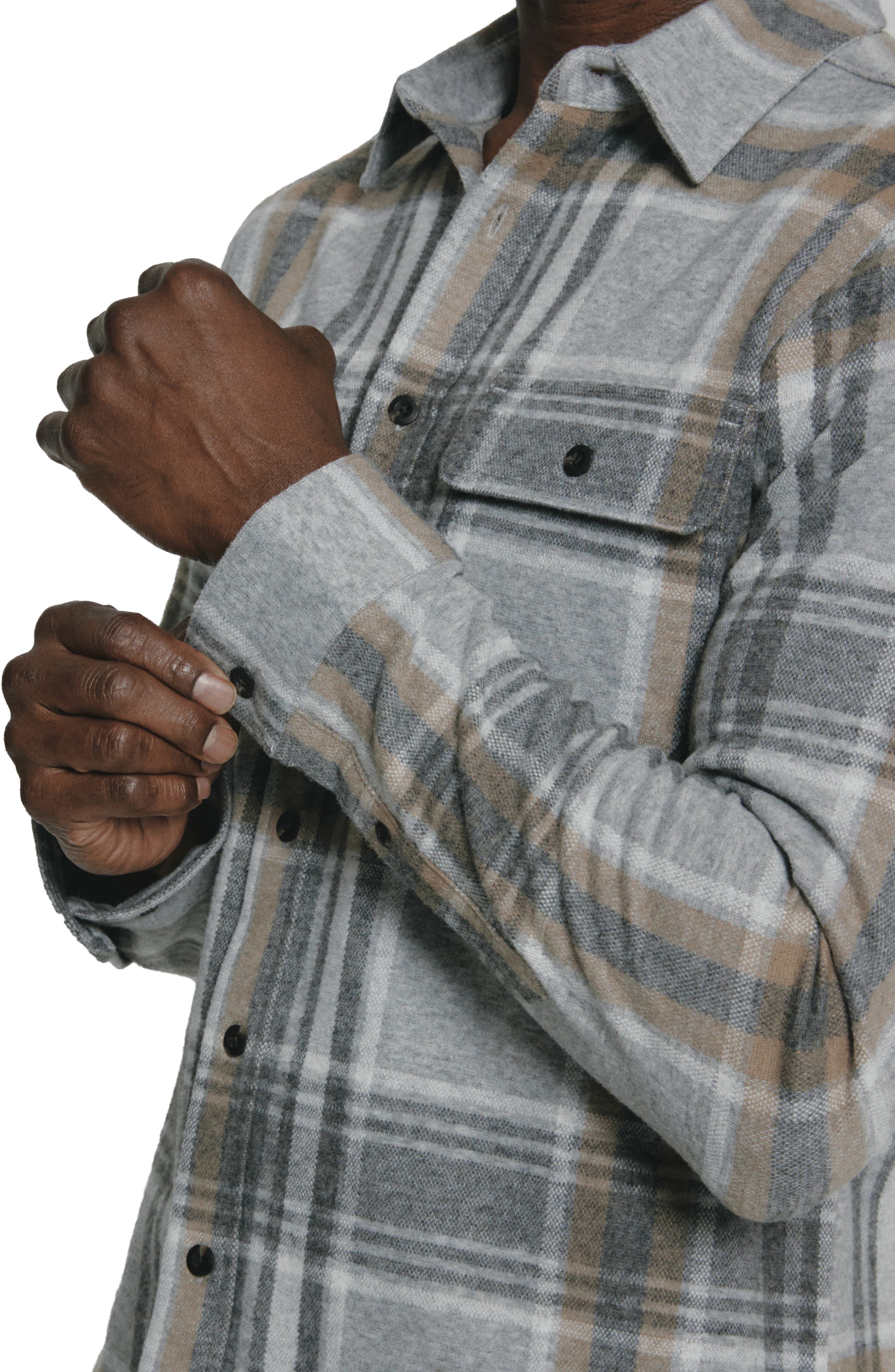 Generation Plaid Stretch Flannel Button-Up Overshirt - image 2