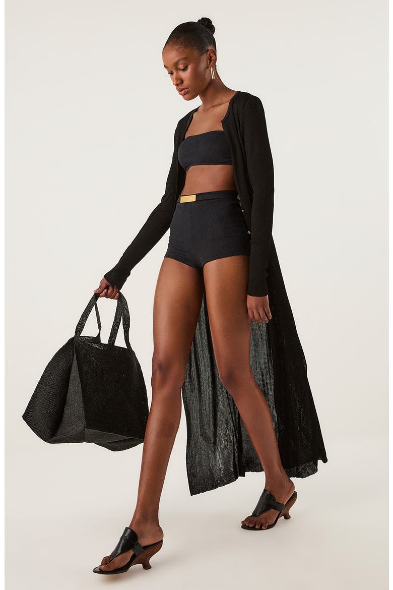 Rosie Bandeau Bikini Top, Alternate, color, BLACK
