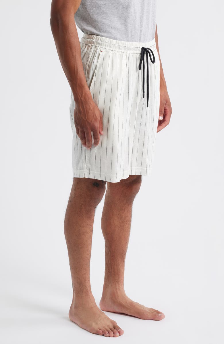 Daniel Buchler Stripe Linen Blend Drawstring Pajama Shorts, Alternate, color, Iron Stripe