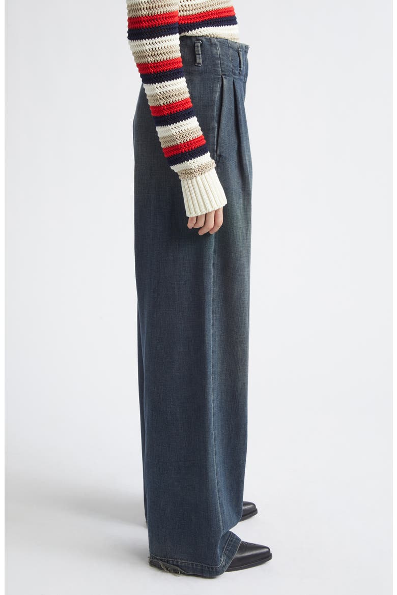Journey Pleated Wide Leg Jeans, Alternate, color, BLUE