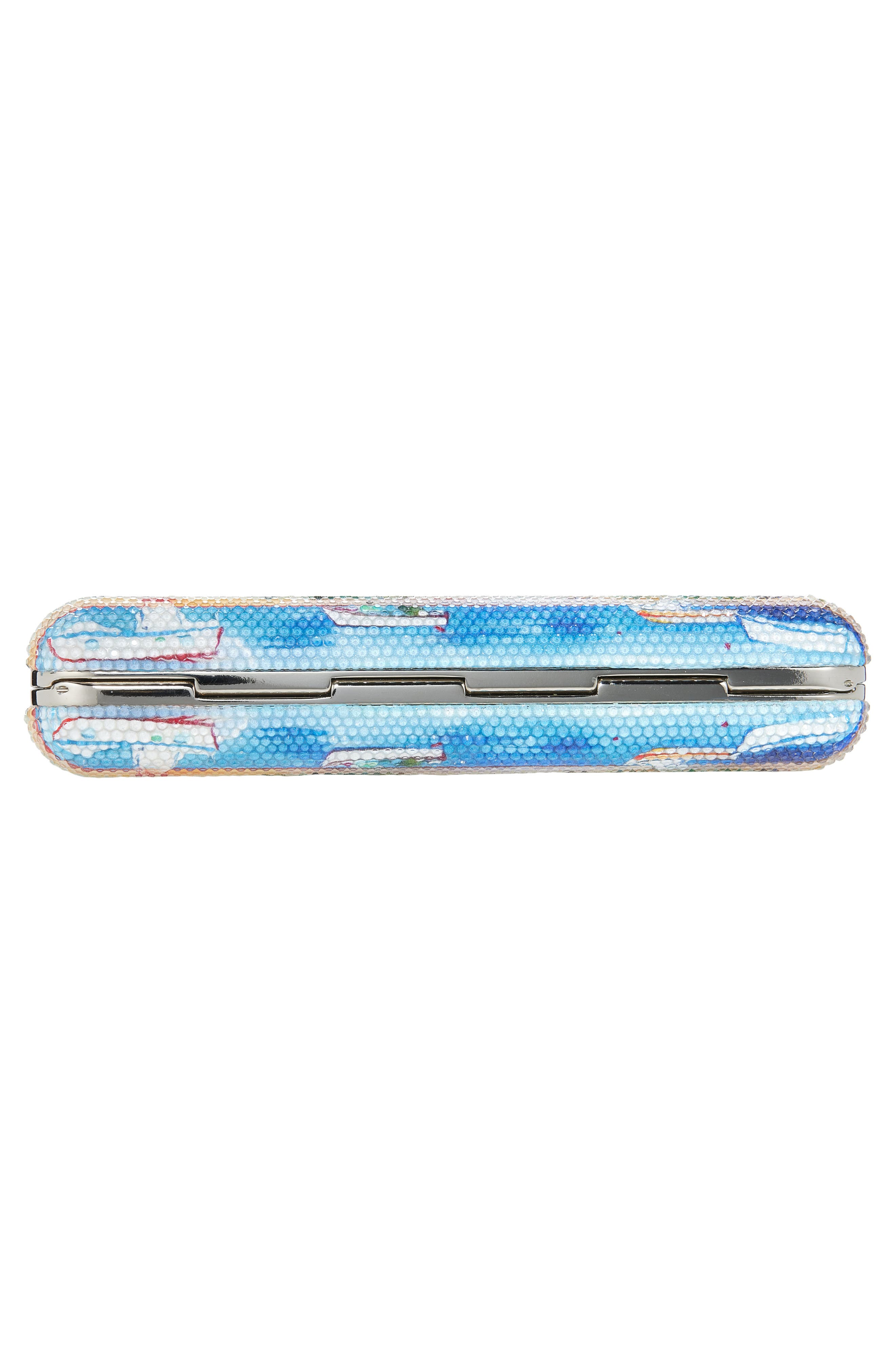 JUDITH LEIBER COUTURE Slim Slide Tropical Crystal Embellished Clutch, Alternate, color, Silver Rhine Multi