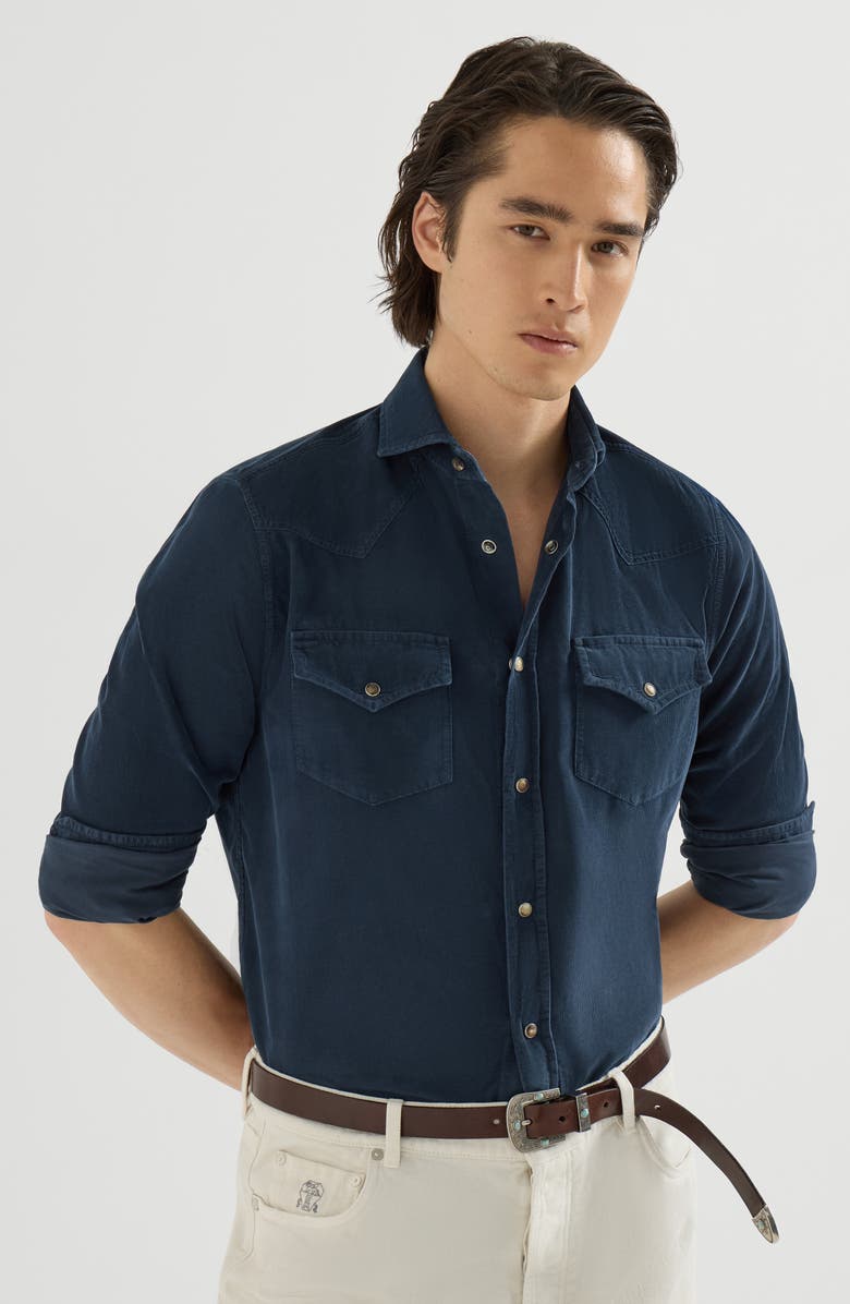 Brunello Cucinelli Corduroy shirt, Alternate, color, Blue