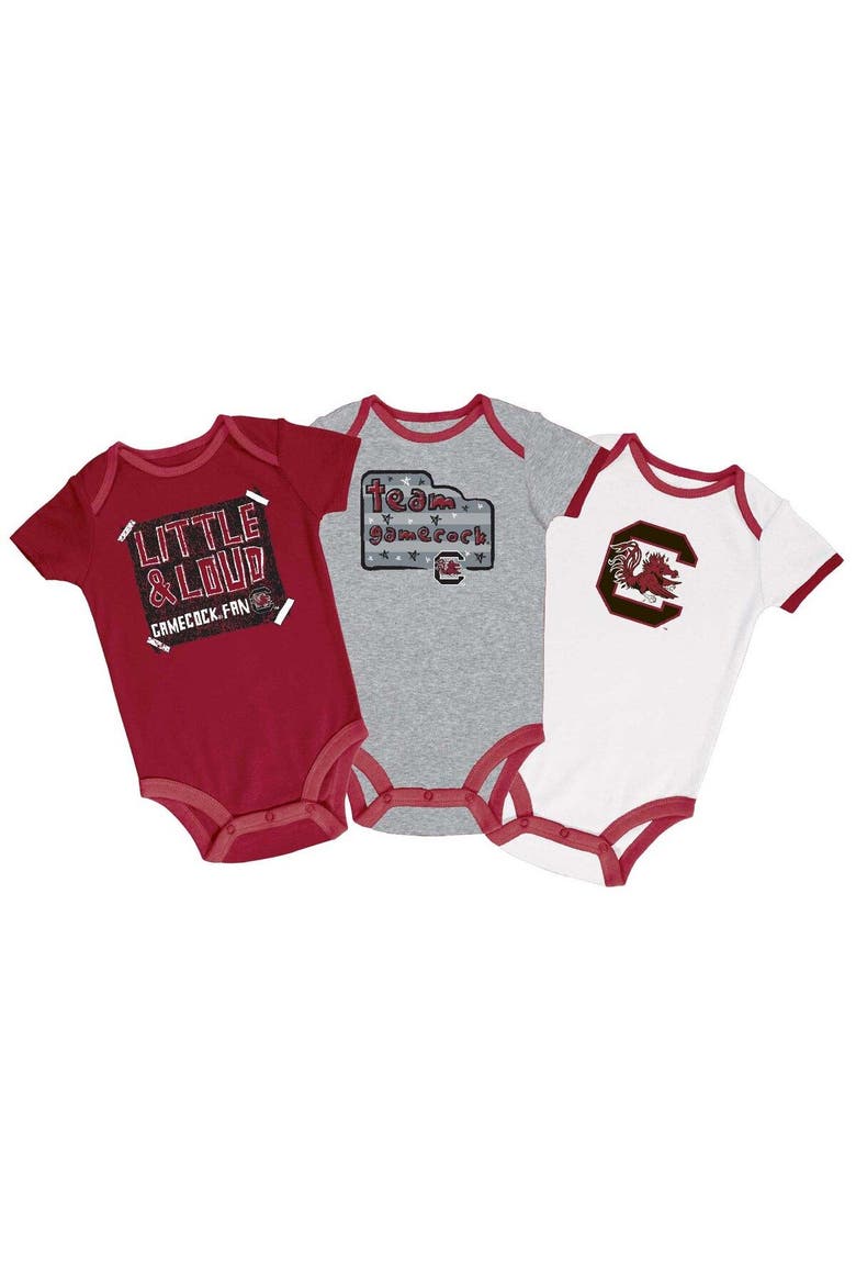 Infant Champion Garnet/Gray/White South Carolina Gamecocks 3-Pack Bodysuit Set, Main, color, Garnet