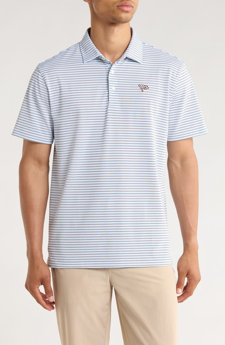 Quiet Golf Sunny Active Stripe Polo, Main, color, Pacific Blue