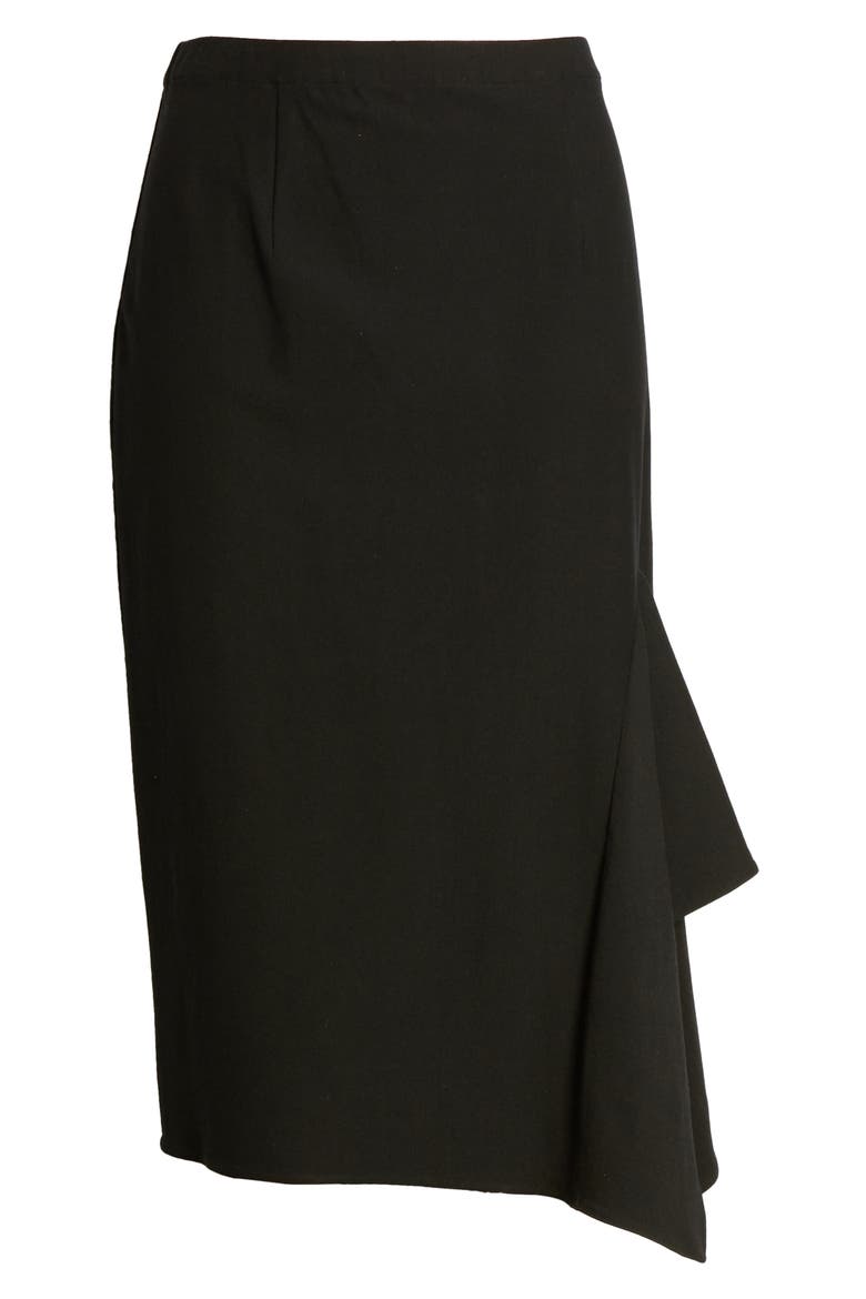 Asymmetrical Ruffle Hem Skirt, Alternate, color, BLACK