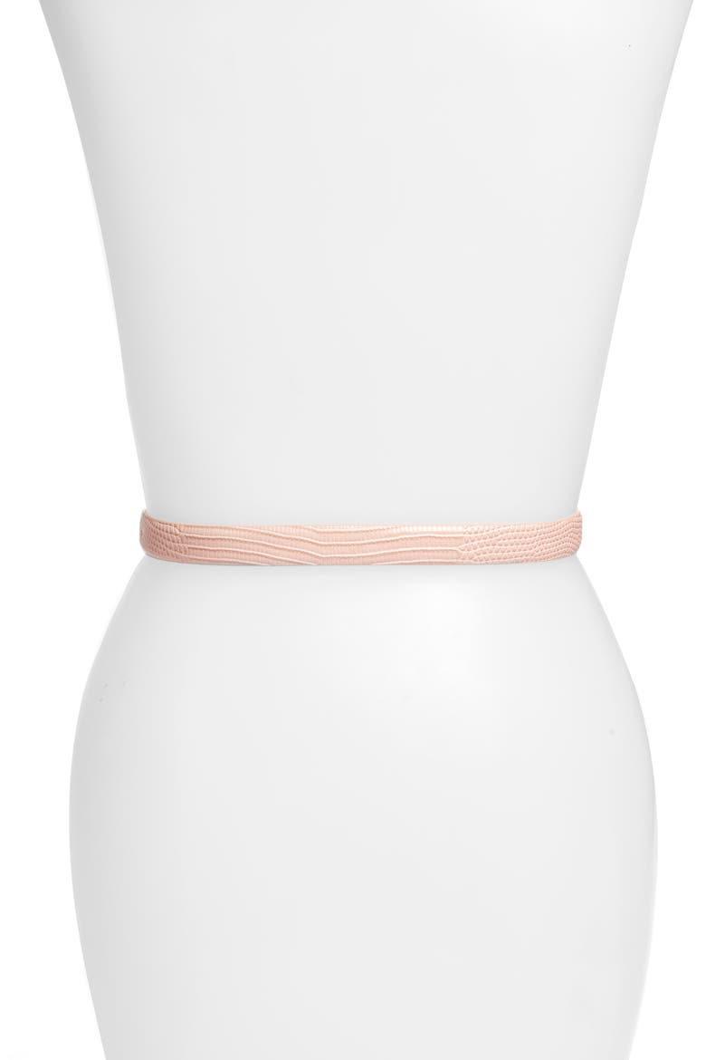 Snake Embossed Faux Leather Belt, Alternate, color, PINK BRIDE